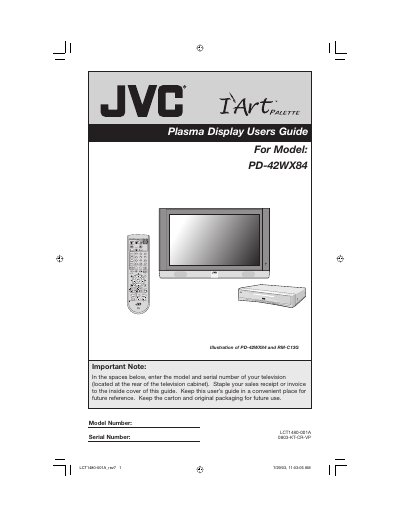 JVC PD-42WX84 Plasma Display User's Guide - cover page