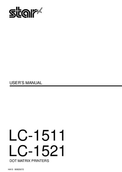 Star LC-1511 / LC-1521 Dot Matrix Printer User Manual - cover page
