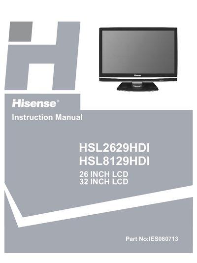 Hisense HSL2629HDI / HSL8129HDI LCD TV User Manual - cover page