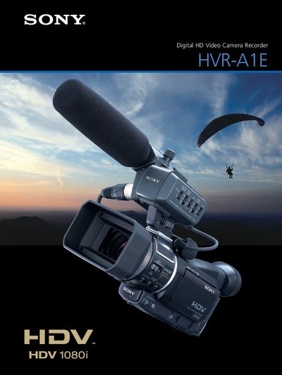 Sony HVR-A1E Digital HD Video Camera Recorder Product Leaflet - cover page