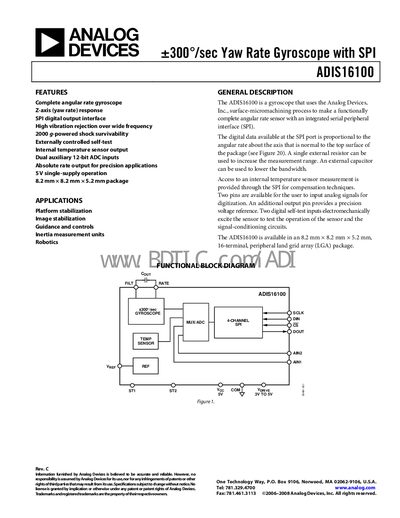 HDS-1250G ADIS16100 handbook - cover page