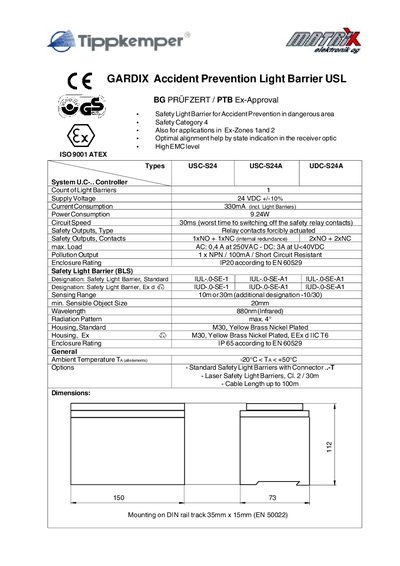 Gardix USC Safety Light Barrier Technology Data