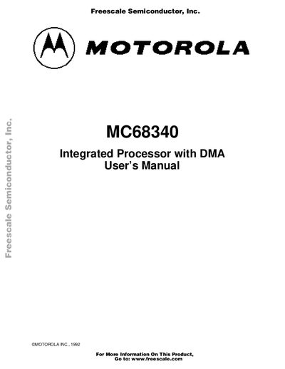 Freescale MC68340 Integrated Processor with DMA User Manual - cover page
