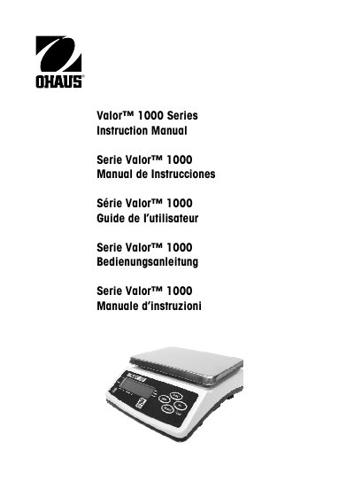 OHAUS Valor 1000 Series Scale User Manual - cover page