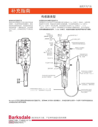 Barksdale Temperature Switch Product Manual - cover page