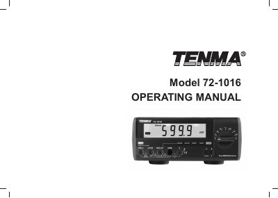Tenma 72-1016 Operating Manual - cover page