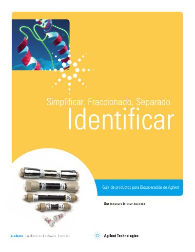 Agilent BioSeparations Selection Guide - cover page