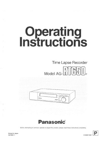 Panasonic AGRT650P Manual - cover page
