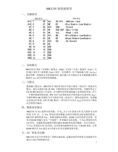 Hongkong Semiconductor HK1235 Memory Chip User Manual - cover page