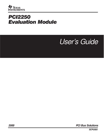 Texas Instruments PCI2250 Evaluation Module User's Guide