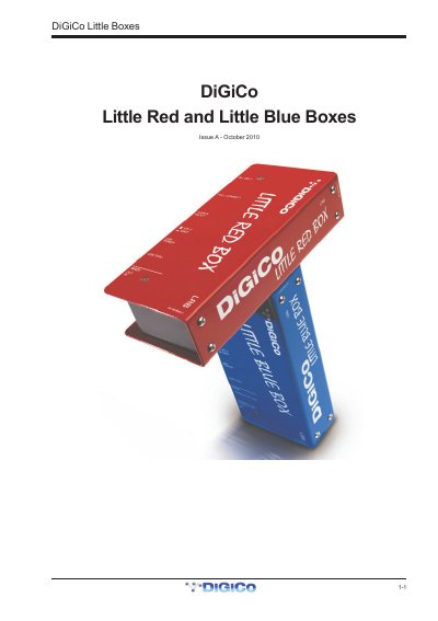 DiGiCo Little Red and Little Blue Boxes User Manual - cover page