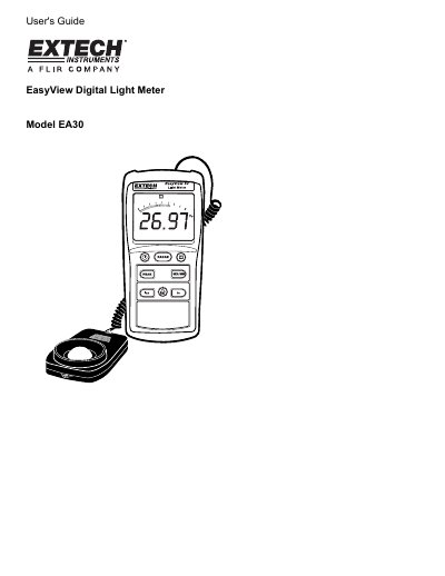 Extech EA30 EasyView Digital Light Meter User's Guide - cover page