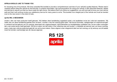 aprilia 854015 - RS 125 Euro3 EN-NL MY2010 Manual - cover page