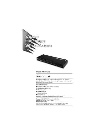 ATEN VS-D116 user manual - cover page
