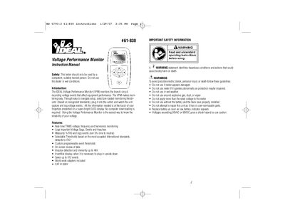 IDEAL 61-830 Voltage Performance Monitor Instruction Manual - cover page
