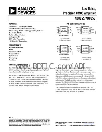 Analog Devices AD8655/AD8656 Datasheet - cover page