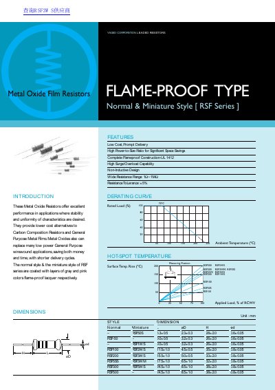 Yageo Corporation RSF Series Flame-Proof Metal Oxide Film Resistors Datasheet - cover page