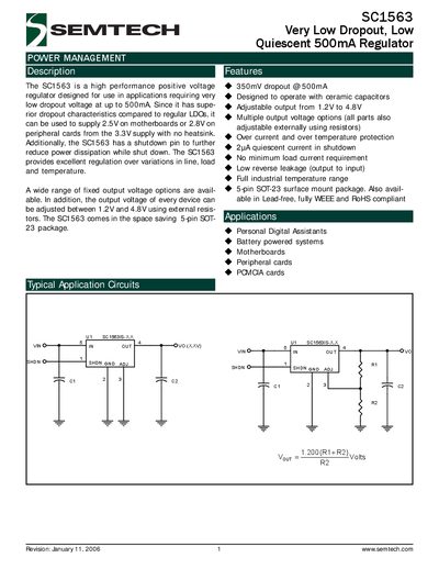 Semtech SC1563 Datasheet - cover page