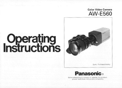 Panasonic AW-E560 Color Video Camera Operating Instructions - cover page