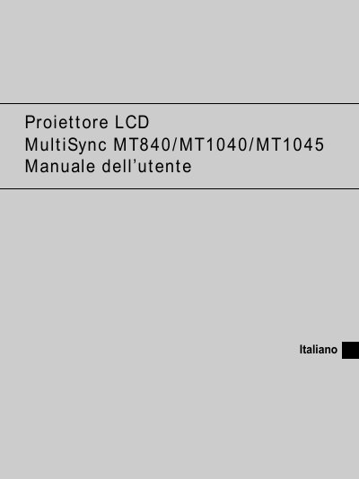 NEC MultiSync MT840/MT1040/MT1045 User Manual - cover page