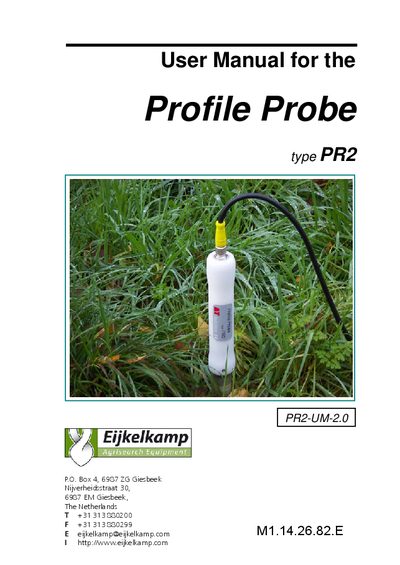 Eijkelkamp PR2 Profile Probe User Manual - cover page