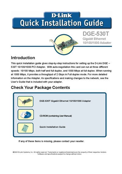 D-LINK DGE-503T Manual