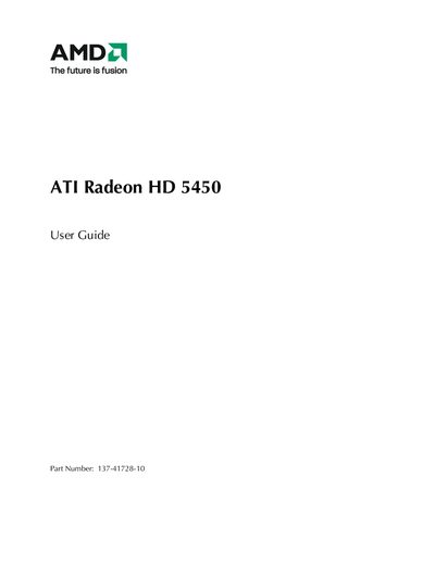AMD Radeon HD 5450 User Guide - cover page
