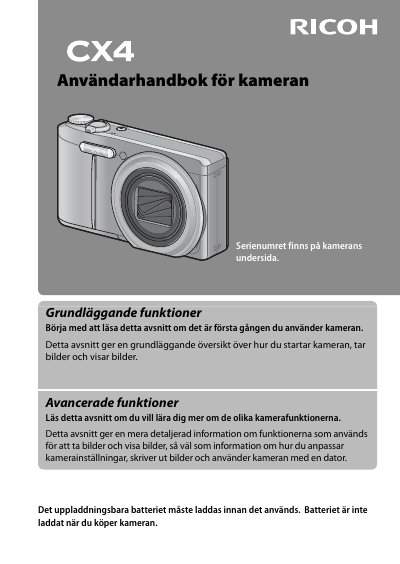 Ricoh CX4 Camera User Manual - cover page