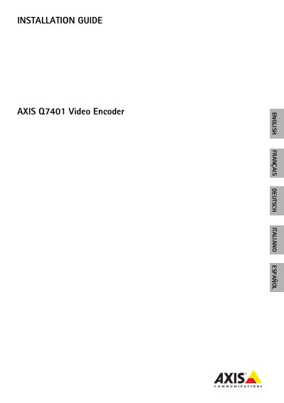 Axis Q7401 Video Encoder Installation Guide - cover page