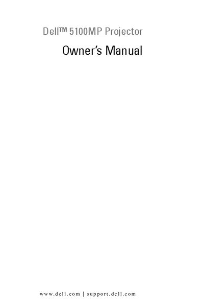 Dell 5100MP Projector User Manual