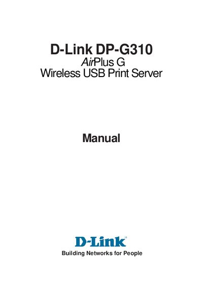 D-Link DP-G310 Wireless USB Print Server User Manual - cover page