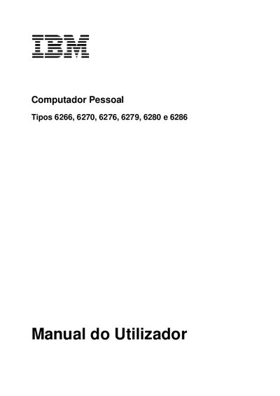 IBM 6266/6270/6276/6279/6280/6286 Personal Computer User Manual - cover page