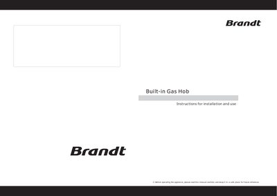 Brandt TG1431B TG1432B TG1483B TG1493B Built-in Gas Hob User Manual - cover page