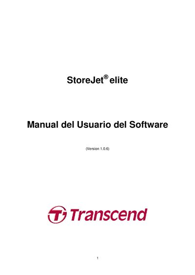 Transcend StoreJet elite User Manual - cover page