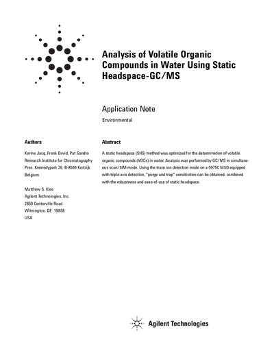 Agilent 7890A GC/5975C MSD VOC Analysis Application Note - cover page