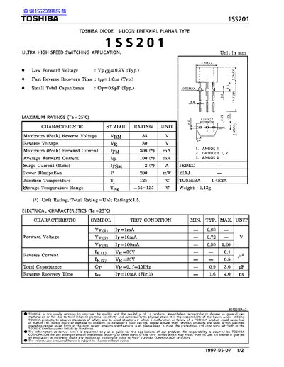 TOSHIBA 1SS201 handbook - cover page