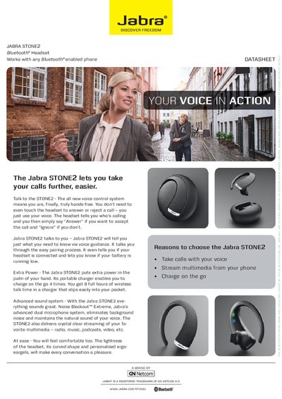 Jabra STONE2 Bluetooth Headset Quick Start Guide - cover page