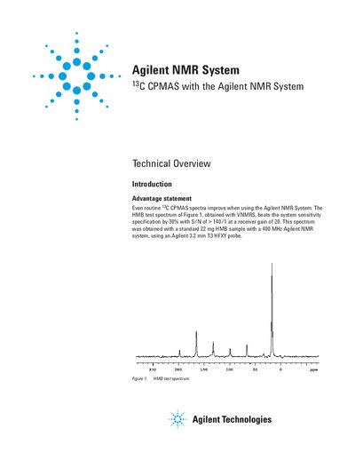 Agilent 13C CPMAS Technical Overview - cover page