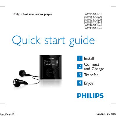 Philips GoGear SA1915 SA1918 SA1925 SA1926 SA1927 SA1928 SA1929 SA1945 SA1946 SA1947 SA1948 SA1949 Quick Start Guide - cover page
