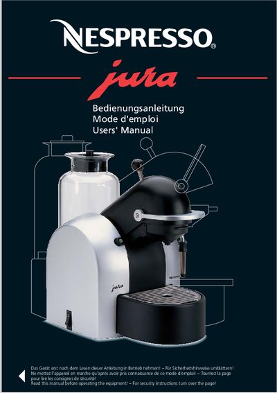 Jura Nespresso Coffee Machine User Manual - cover page
