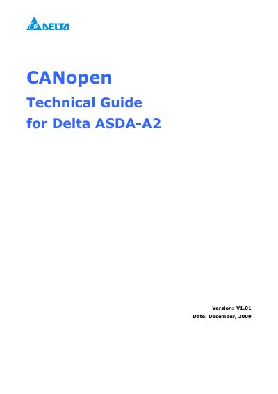 Delta ASDA-A2 CANopen Technical Guide - cover page