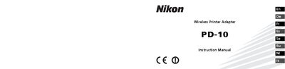 Nikon PD-10 Wireless Printer Adapter Instruction Manual - cover page