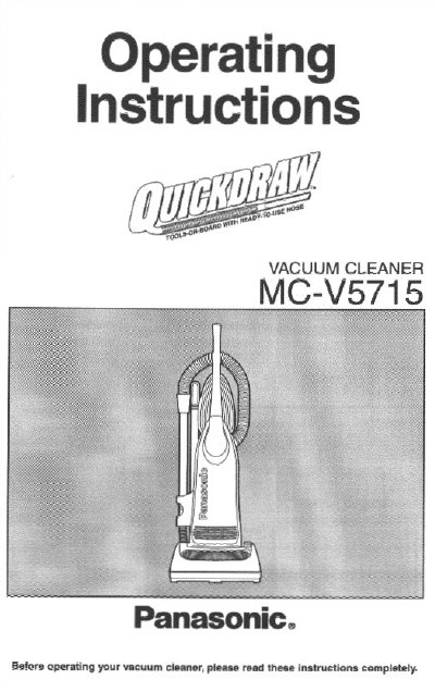 Panasonic MC-V5715 Vacuum Cleaner Operating Instructions - cover page