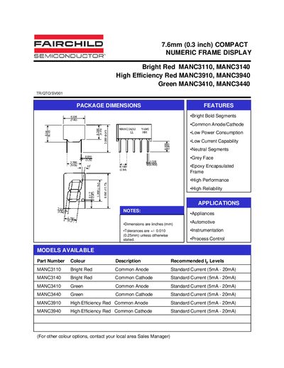 FAIRCHILD MANC3110 MANC3140 MANC3910 MANC3940 MANC3410 MANC3440 handbook - cover page