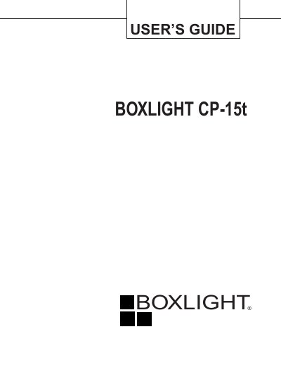 Boxlight CP-15t Multimedia Projector User's Guide - cover page