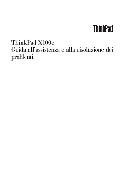 Lenovo ThinkPad X100e Service Manual - cover page