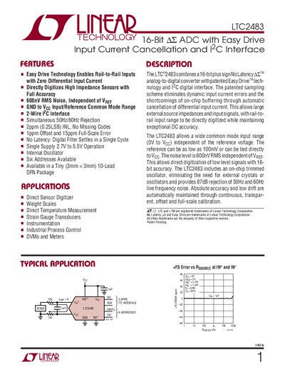 Linear Technology LTC2483 Datasheet - cover page