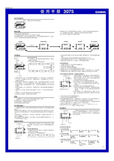 Casio 3075 Watch User Manual - cover page