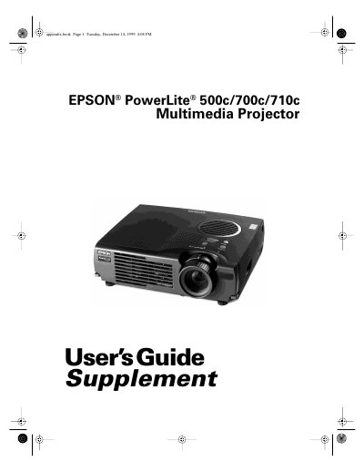 Epson PowerLite 500c/700c/710c Multimedia Projector User's Guide Supplement