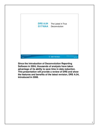 Agilent DRS A.04 Deconvolution Software Presentation - cover page